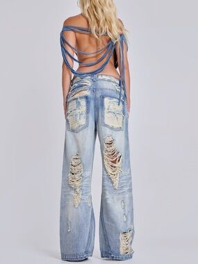 Jaded London Faded Blue Distressed Jeans